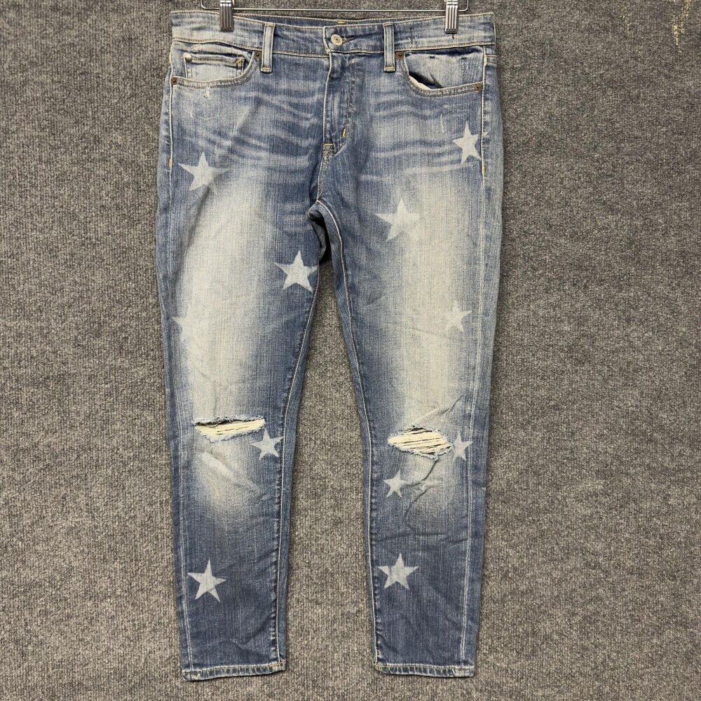 Denim & Supply Ralph Lauren Crop Skinny Jeans Women 30(32) Blue Star Distressed